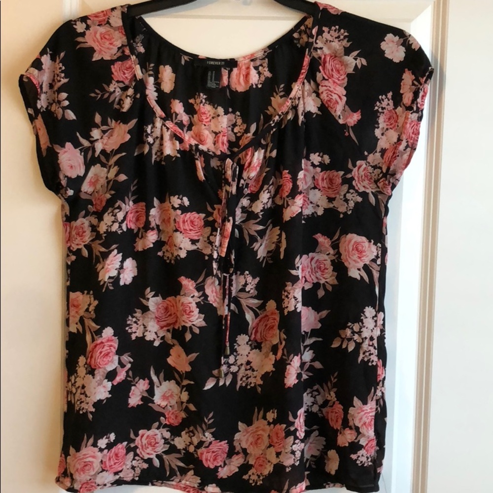 Sheer black/ floral top